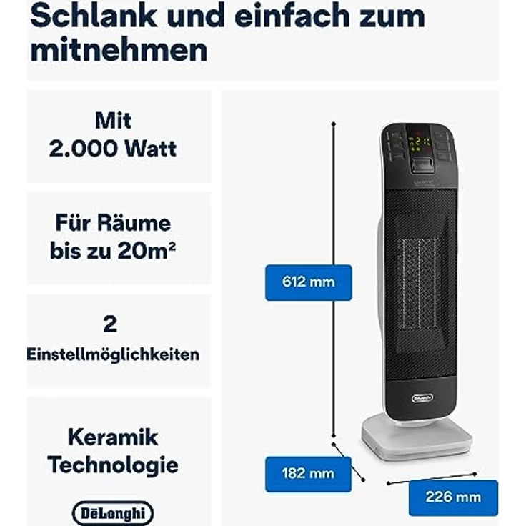 De'Longhi HFX65V20 Keramikheizer (2000 W) schwarz-grau, Heizlüfter – Bild 3