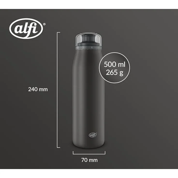 Alfi ISO Bottle, Isolierflasche Schwarz, Metall, 0,35 L, BPA-frei, doppelwandig, bruchsicher, 100% dicht, Vakuum, lebensmittelecht – Bild 6