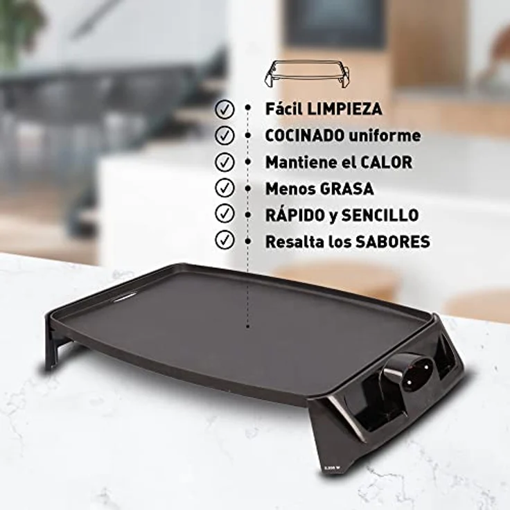 Jata Gr195 Elektrischer Tischgrill, Antihaftbeschichtung, 2.200 W, Schwarz – Bild 4