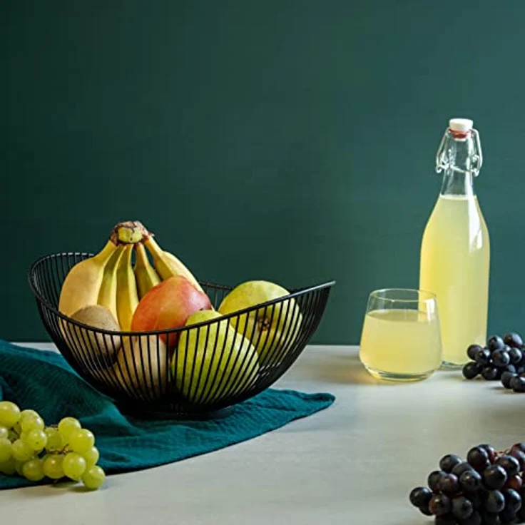 bremermann Obstschale, Obstkorb, Drahtkorb oval Ø ca. 29 x 13,5 x 25,5 cm (schwarz matt) - Dekoratives Design, praktisch und pflegeleicht – Bild 5