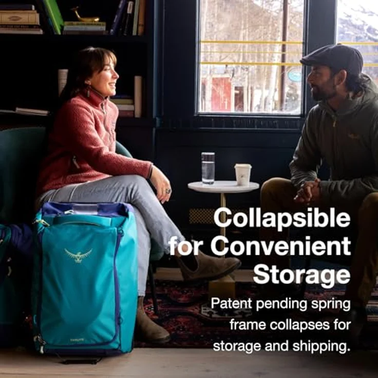 Osprey Daylite CO Whld Duffle 40, 2 Rollen Reisetasche, 58 cm, 40 l, Schwarz, Handgepäck mit Rucksackfunktion und zahlreichen Fächern – Bild 4