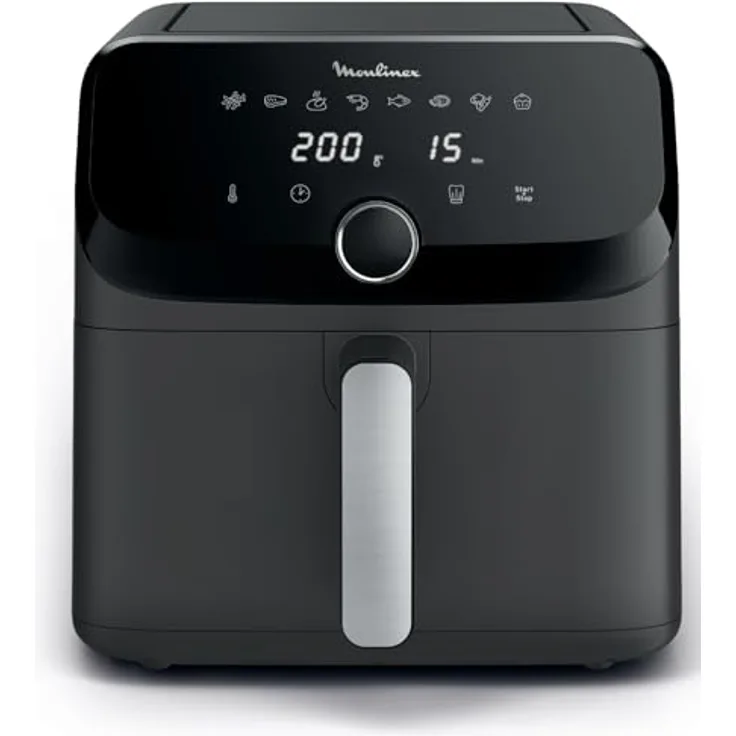 Moulinex Easy Fry Mega EZ855HF0, Heißluftfritteuse mit 7,5L Fassungsvermögen und 2020W Leistung, Holzkohle Grau