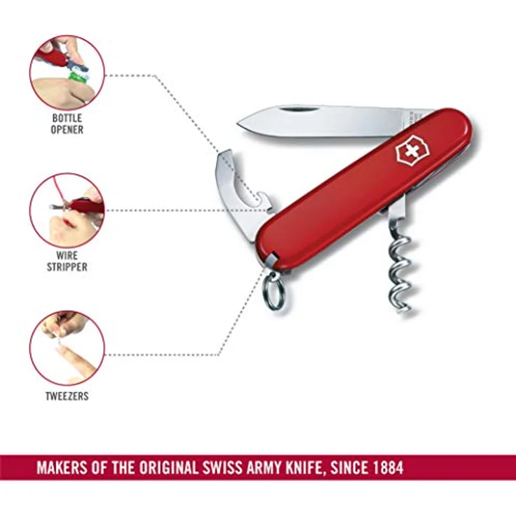 Victorinox, Taschenmesser, Waiter, 84 mm, rot (9 Funktionen, Klinge, Kapselheber, Dosenöffner, Korkenzieher) – Bild 4