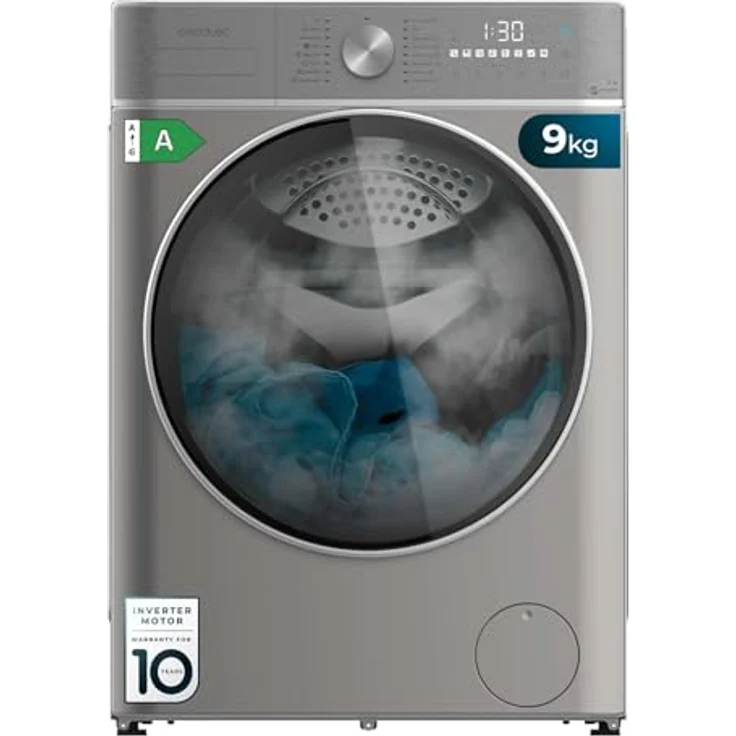 Cecotec Bolero DressCode 9800 Inverter Steel, Frontlader-Waschmaschine 9kg, 1400U/min, Energieeffizienzklasse A, 16 Programme, Inverter Plus Motor, SteamMax, XXL-Touchdisplay – Bild 1