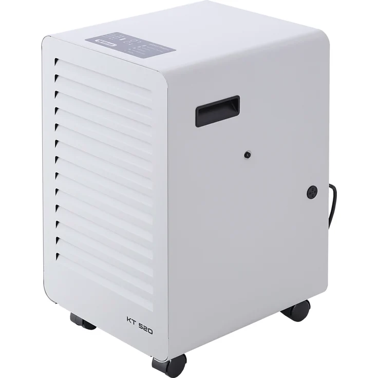 Wilms KT 520, Tragbarer Luftentfeuchter für Räume bis 300 m³, 25 l/24 h, geringer Stromverbrauch, 52 dB(A) Geräuschentwicklung, mit Hygrostat und Abtauautomatik