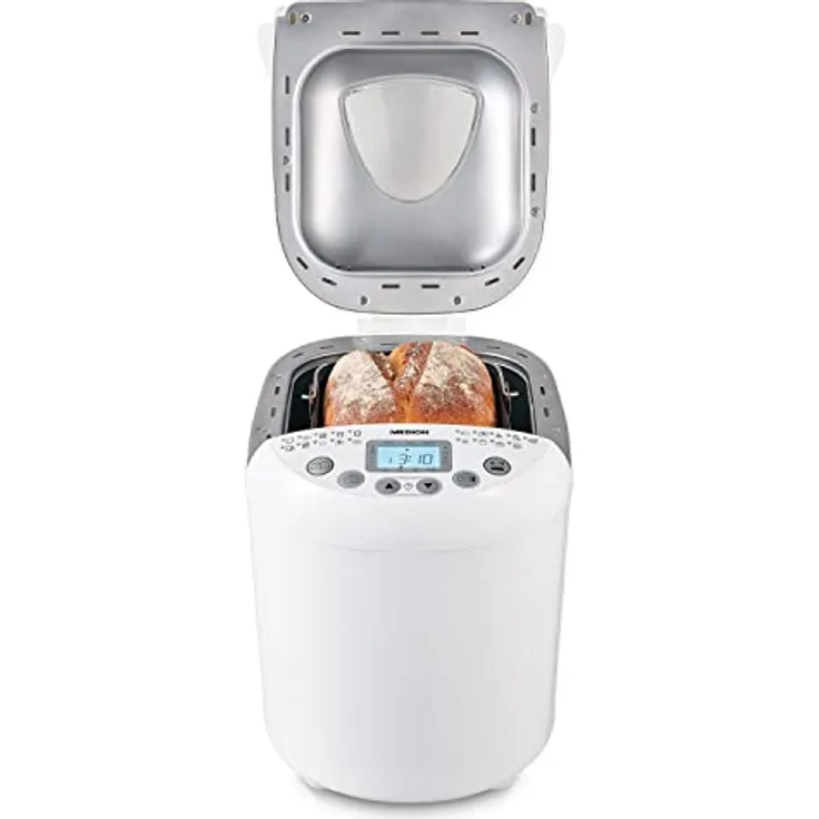 MEDION Brotbackautomat (Brotbackmaschine, 550 Watt, bis zu 1000g, 19 Backprogramme, 3 Bräunungsgrade, Warmhaltefunktion, Zeitvorwahl MD 11011)