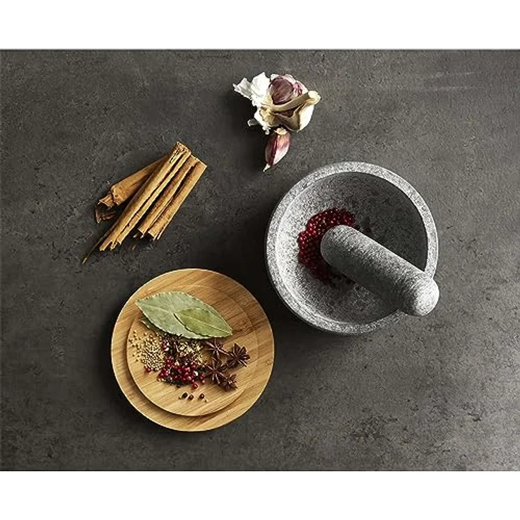 Joseph Joseph Mörser Dash, (Set, 3-tlg), aus Granit mit Bambusdeckel, stilvolles Design mit multifunktionalem Bambusdeckel – Bild 7