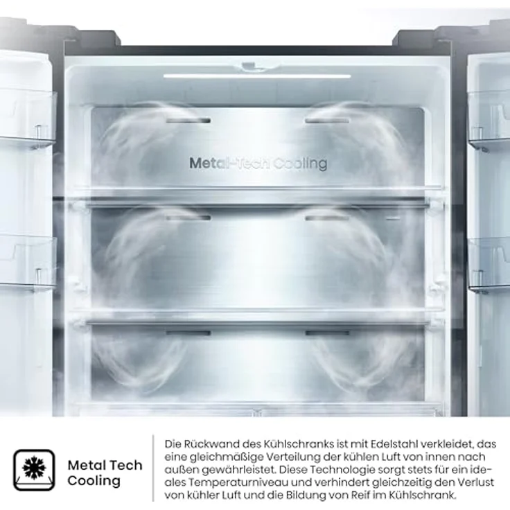 Hisense RQ5P470SAFD, Kühl-/Gefrierkombination mit Flügeltüren, 483 Liter, NoFrost Plus, Schwarz, Triple Zone und Smart Connectivity – Bild 5
