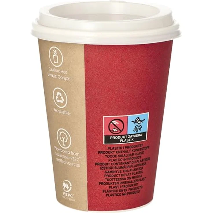 PAPSTAR Trinkbecher, Pappe, PE-beschichtet, Mehrfarbig, 9 cm, 10-Einheiten - To-Go Becher für Kaffee-Spezialitäten oder Tee, Füllinhalt: 0,3 l, inklusive passendem Deckel – Bild 3