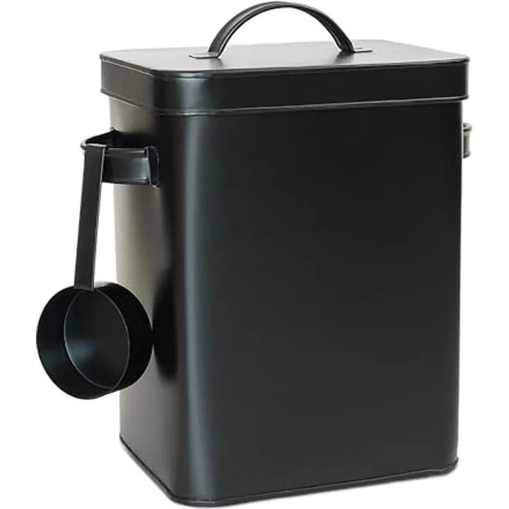 Relaxdays 2 x Metallbox, 6,5 L Aufbewahrungsbox mit Dosierhilfe, luftdicht, schwarz – Bild 1