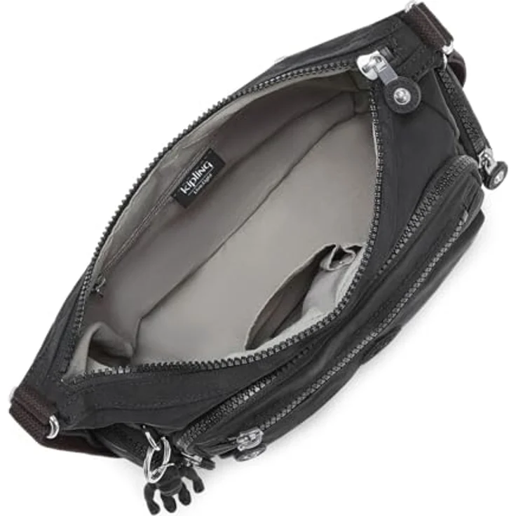 KIPLING Umhängetasche Basic Eyes Wide Open, Schwarz, mit Gorilla-Anhänger und vielen Fächern, verstellbarer Schulterriemen – Bild 5