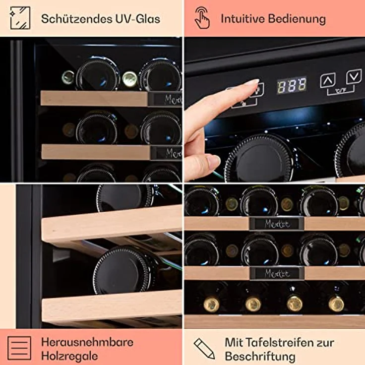 Klarstein Vinsider 36 Built-In Uno Weinkühlschrank, Einbau, edelstahl quartz, 36 Flaschen, Energieklasse G – Bild 6