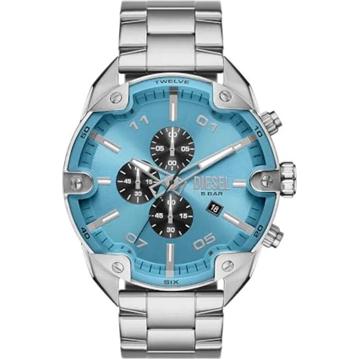 Diesel Watch für Männer Spiked Quarz/Chrono Uhrwerk 49 mm Gehäusegröße mit einem Edelstahlarmband DZ4655