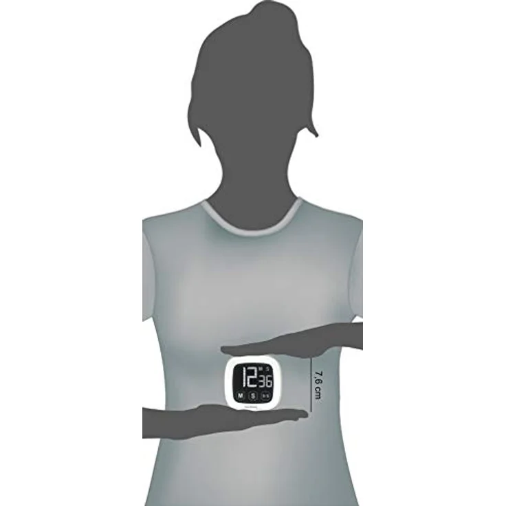 Technoline KT 400, digitaler Kurzzeitwecker mit Touchscreen, weiß-silber, bis 99min 59s, mit Magnethalterung und beleuchtetem Negativdisplay – Bild 3