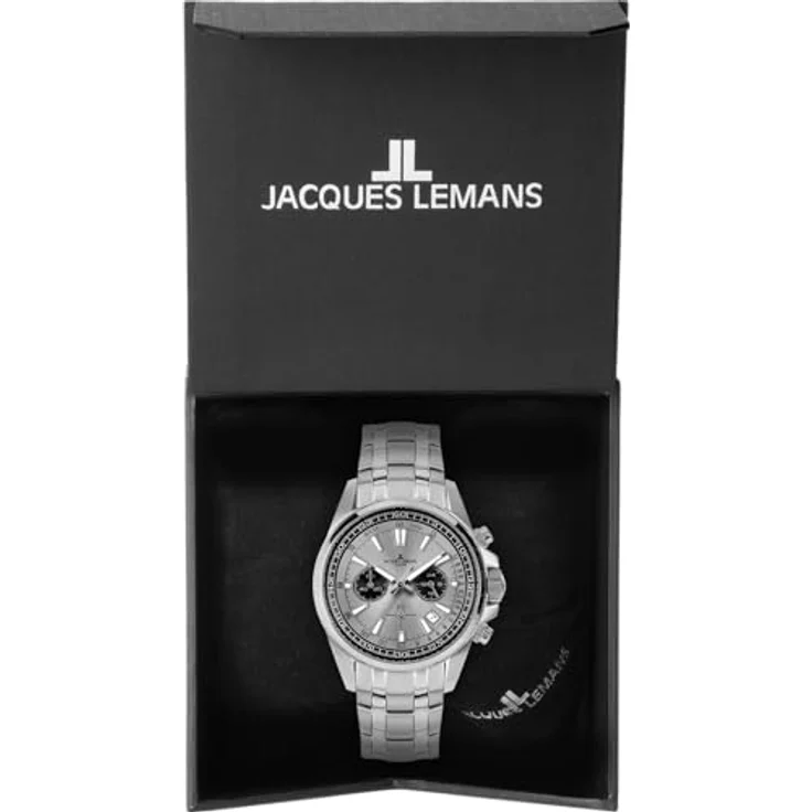 JACQUES LEMANS Herrenuhr Chronograph Liverpool Serie mit Ziffernblatt und Sonnenschliff, 1-2117ZA – Bild 3