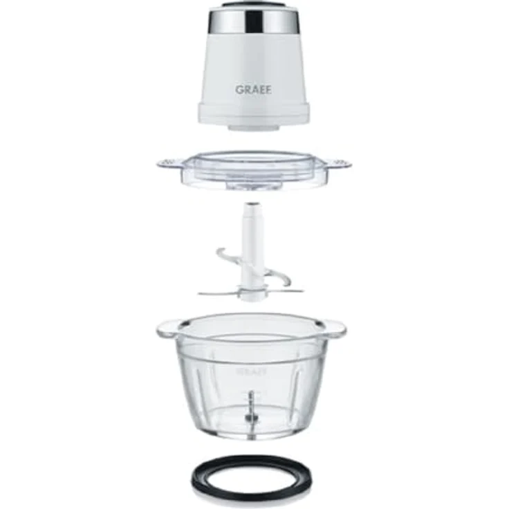 Graef CH501EU Zerkleinerer, Glas, 500W, Edelstahlmesser, weiß – Bild 3