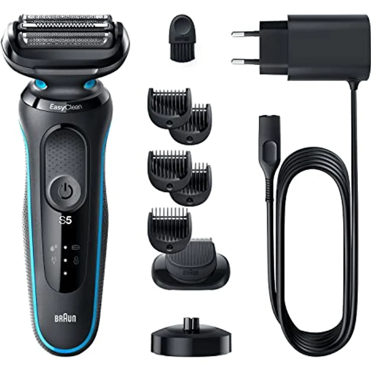 Braun Series 5 Rasierer Herren, mit EasyClick Aufsatz, Elektrorasierer & Präzisionstrimmer, 3-Tage Barttrimmer, EasyClean, Wet & Dry, wiederaufladbar & kabellos, Geschenk Mann, 51-B1820s, blau – Bild 5