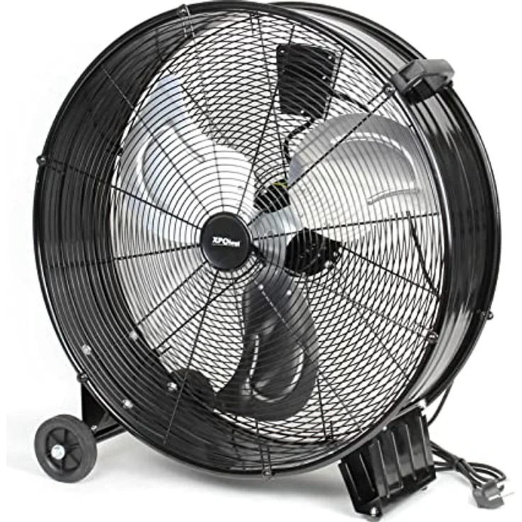 Wiltec Trommelventilator 60 cm 180 W Bodenventilator mit Kabel und Räder, 3 Geschwindigkeitsstufen, Windmaschine in silber – Bild 2