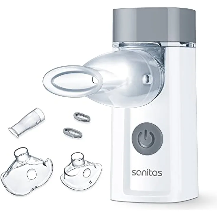 Sanitas SIH 52 Inhalator mit Schwingmembran-Technologie zur Behandlung von Atemwegserkrankungen wie Erkältungen und Asthma, tragbar und leise, für Erwachsene und Kinder geeignet