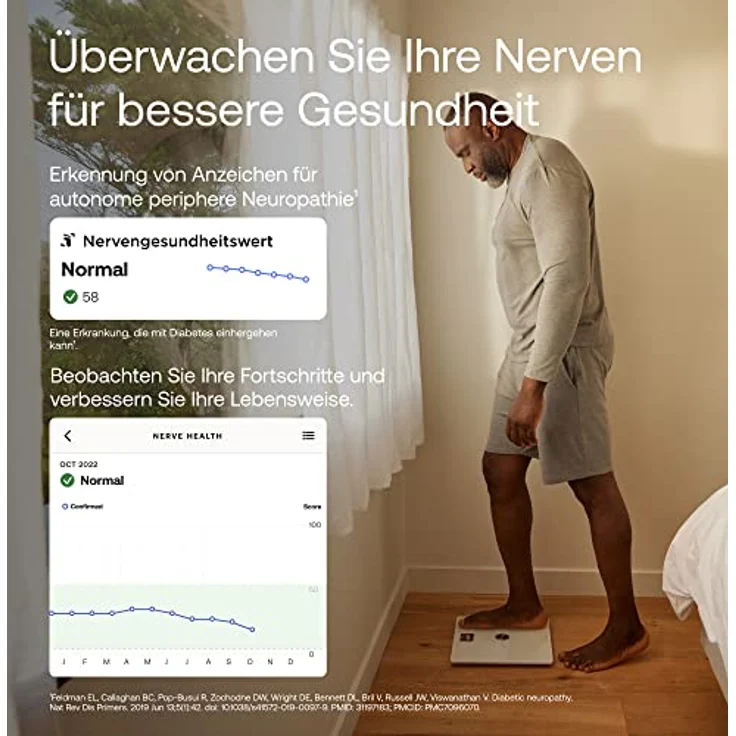 WITHINGS BODY COMP — WLAN Smart Waage mit vollständiger Körperanalyse inkl. Fettanteil, Muskelmasse, Knochendichte, Viszeralfett, Digitale Personenwaagen /Körperfettwaage mit Bluetooth – Bild 4