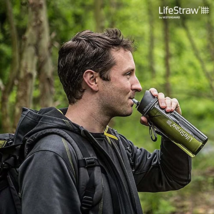 LifeStraw Go 2 Nachfüllbare Wasserflasche mit Eingebautem (2-Stufig) Green Filter, Grün, M – Bild 12