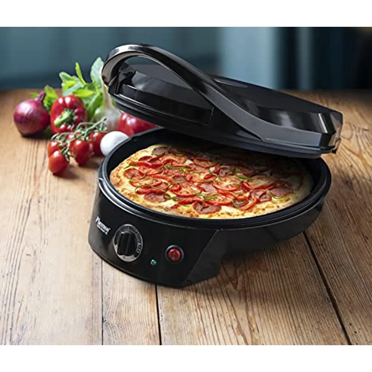 Bestron APZ400Z Pizza-Maker, 1800 Watt, max. 230 °C, Kontrolllampe, Anti-Rutsch-Füße, wärmeisolierte Griffe, schwarz – Bild 6