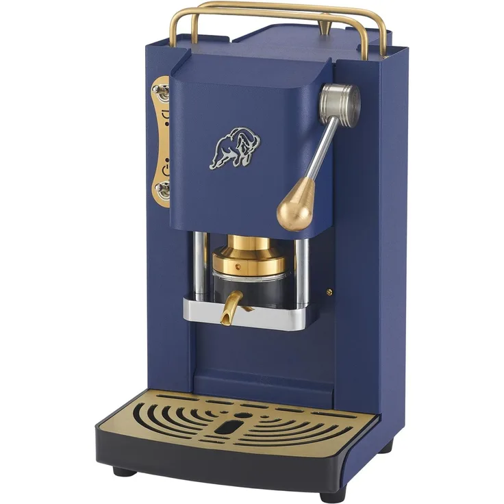 Faber Pro Essential Messing ESE Pad Espressomaschine, navy blue mit Wassertank aus Glas und magnetisch abnehmbarer Brühgruppe