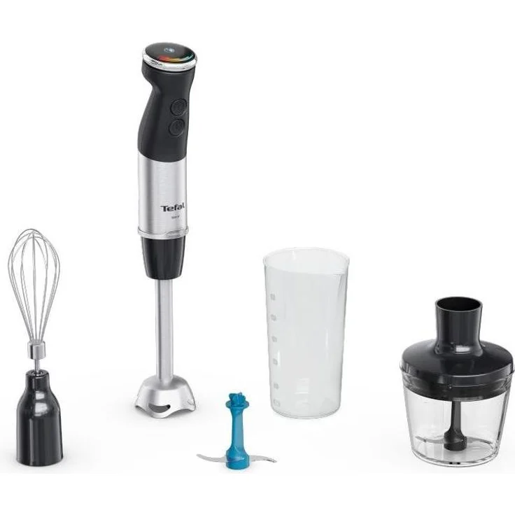 Tefal HB67E830, Stabmixer aus Edelstahl, 1000 Watt Leistung, Silber, inkl. Schneebesenaufsatz, spülmaschinenfest
