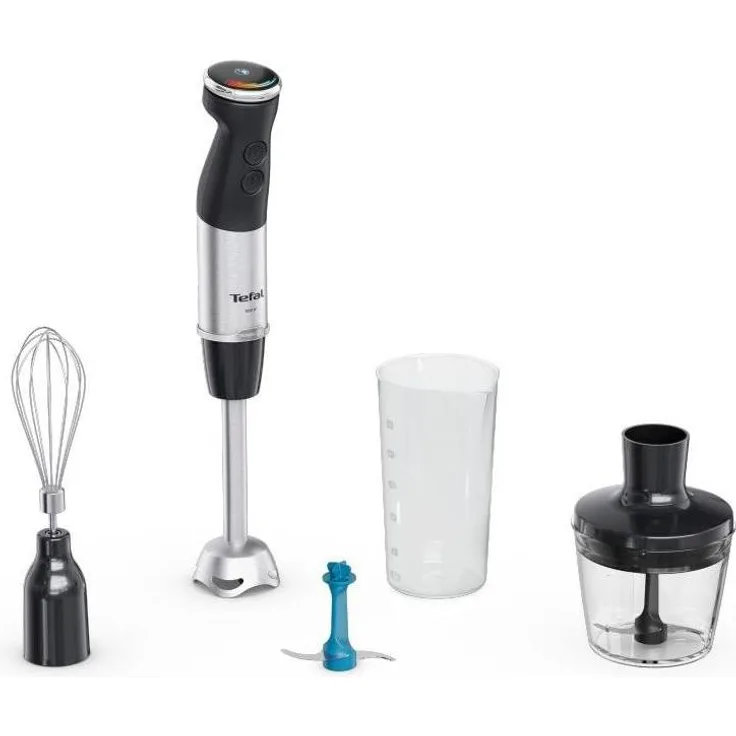 Tefal HB67E830, Stabmixer aus Edelstahl, 1000 Watt Leistung, Silber, inkl. Schneebesenaufsatz, spülmaschinenfest