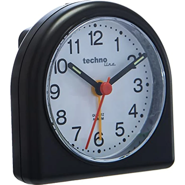 Technoline Quarzwecker Modell SD, analoger Wecker mit nachtleuchtenden Zeigern, schwarz, kompakte Größe 8,3 x 4 x 8,3 cm – Bild 5