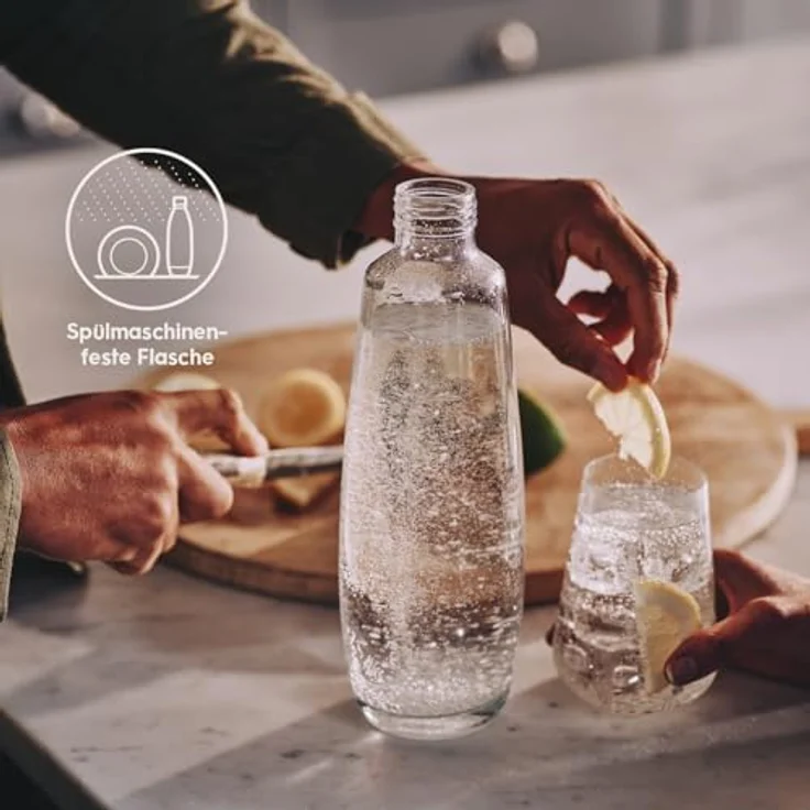SodaStream Glasflasche Twinpack 2er Set, 1 Liter, schwarz, transparent – Bild 4