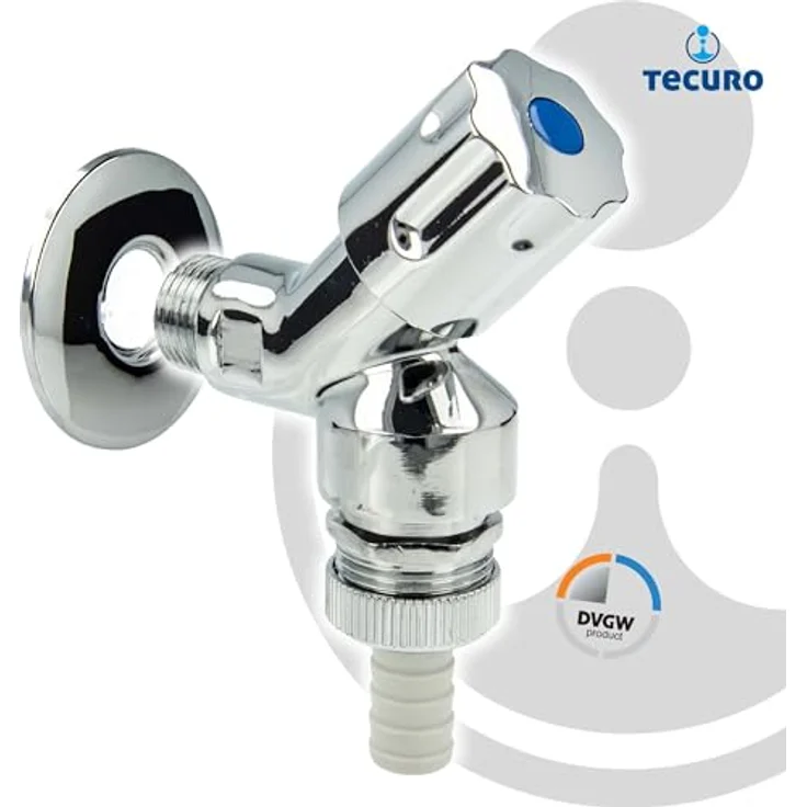 tecuro DESIGN Geräteventil 1/2 Zoll für Wasch,- Spülmaschine, Messing hochglanzverchromt - 22245 mit integriertem Rohrbelüfter – Bild 3