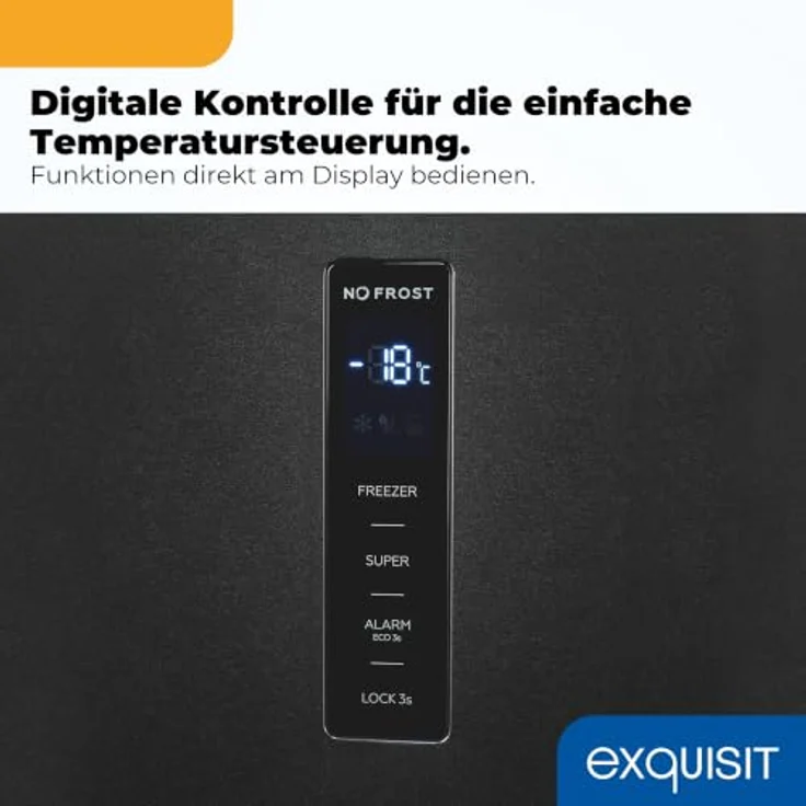 Exquisit GS5295-NF-H-040C, Gefrierschrank mit 274 l, No Frost, elektronisch, Energieklasse C, 39 dB, Inoxlook-az – Bild 4