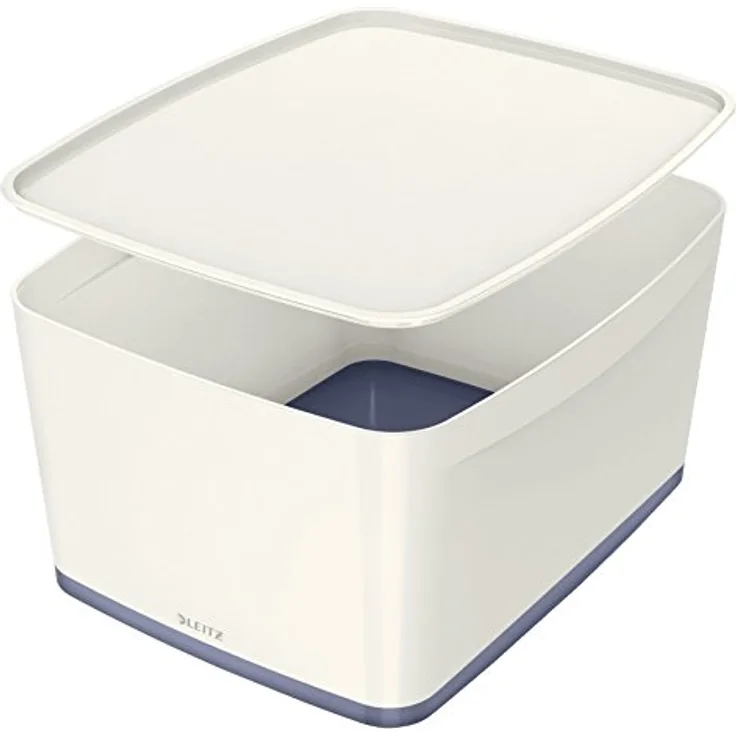 Leitz Mybox geräumige Aufbewahrungsbox mit Deckel, platzsparend, 2 Stück, grau