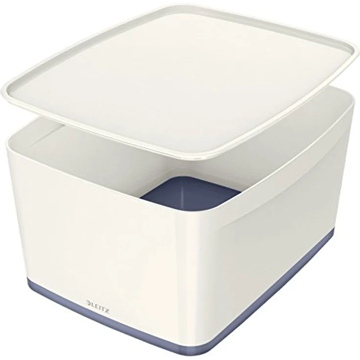 Leitz Mybox geräumige Aufbewahrungsbox mit Deckel, platzsparend, 2 Stück, grau – Bild 1