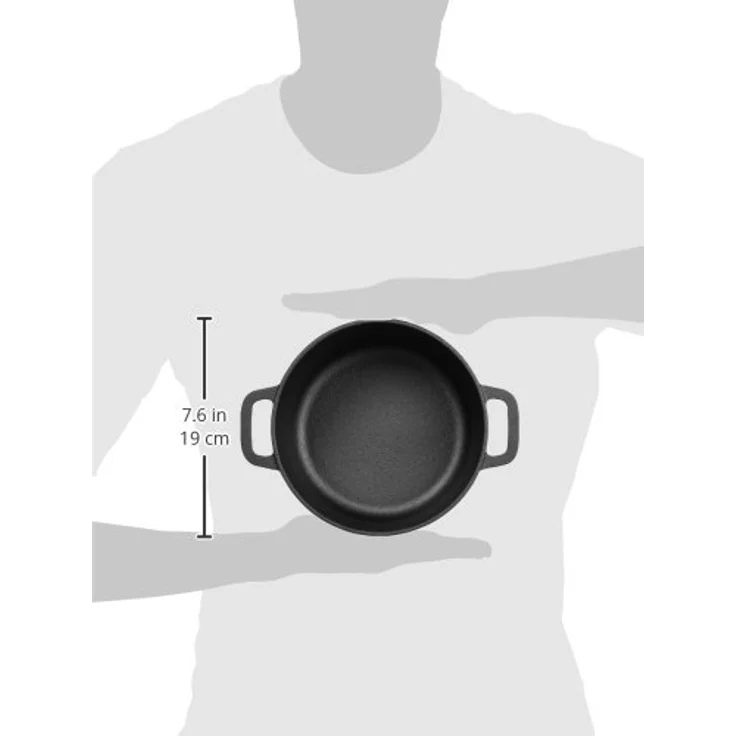 Amazon Basics - Schmortopf aus bereits eingebranntem Gusseisen, zwei Griffe, 1,89 l – Bild 4