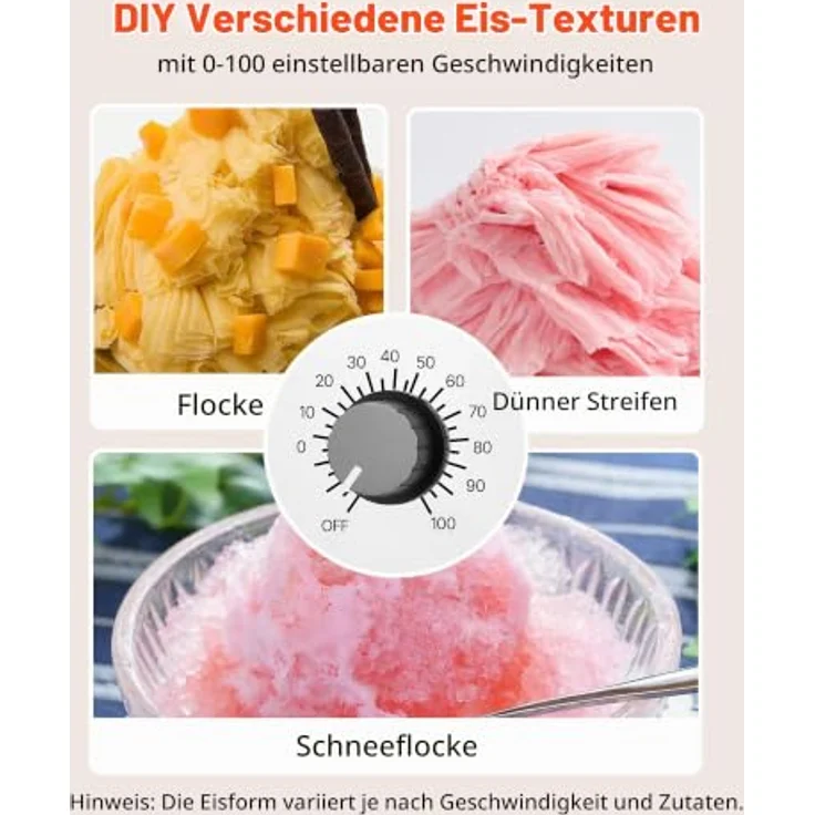 VEVOR Schneeflocken-Eismaschine DB60, 60 kg/Tag Eis-Rasiermaschine mit Edelstahlklinge, 1,8 L Tank, 90-s Schnellkühlung, für Zuhause und kleine Veranstaltungen – Bild 3