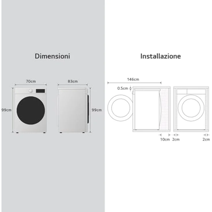 LG F0P3020TSWC, Frontlader Waschmaschine mit 20 kg Kapazität, 1000 U/min, Energieeffizienz B, 74 dB Geräuschpegel, Kindersicherung – Bild 9