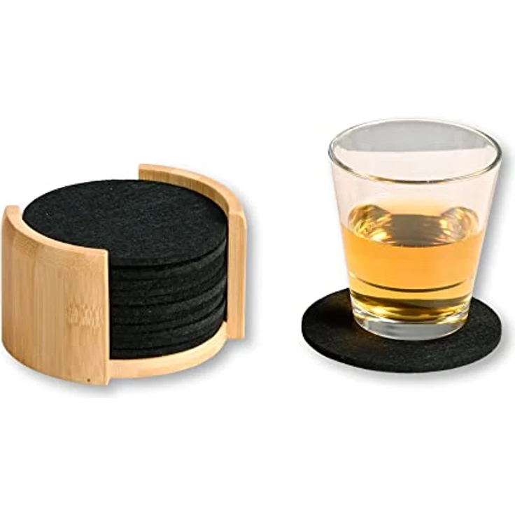 Kesper | Untersetzer, 12er Set, Material: Bambus, Textil, Maße: ø 10 cm/Stärke: ca. 0,4 cm, Farbe: Braun, Schwarz | 58747 – Bild 2