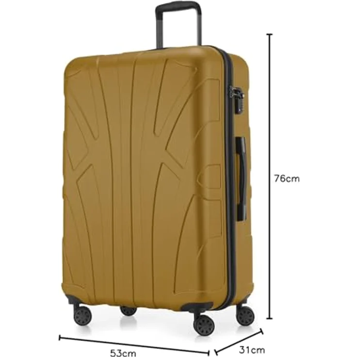 Suitline Hartschalen, Koffer Koffer Trolley Rollkoffer Reisekoffer 4 Rollen TSA 100% ABS Avocado – Bild 11