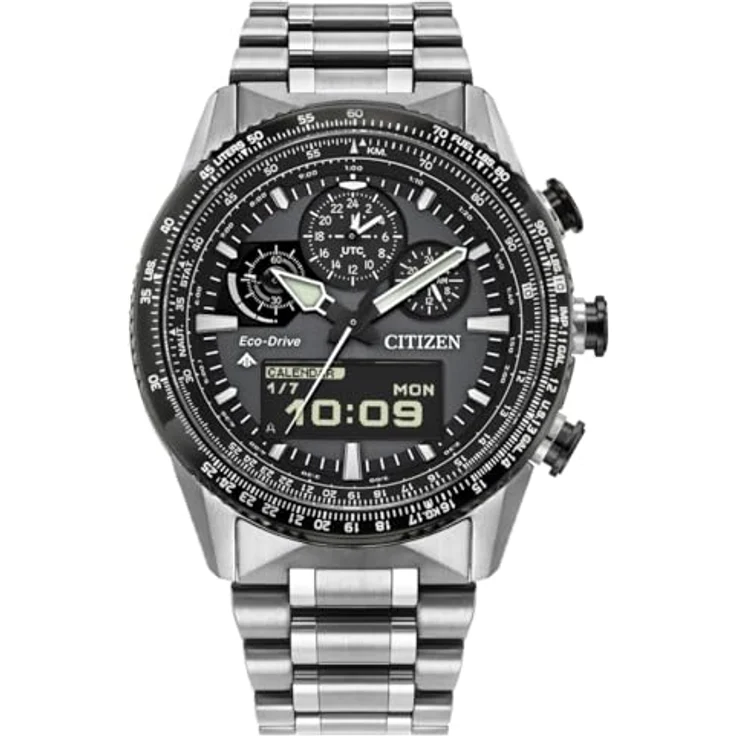 Citizen JV2006-55H Promaster Skyhawk, Herrenuhr Edelstahl Solar mit grauem Zifferblatt, wasserdicht bis 20 ATM, silberfarbenes Armband – Bild 1