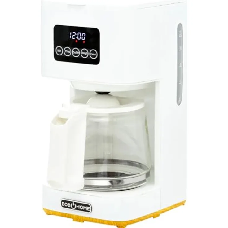 Bob Home Buongiorno Café, Filterkaffeemaschine mit Timer, 12 Tassen, Warmhalteplatte, Aromaregler, Holzdekor-Elemente, LED-Display mit Touchtasten