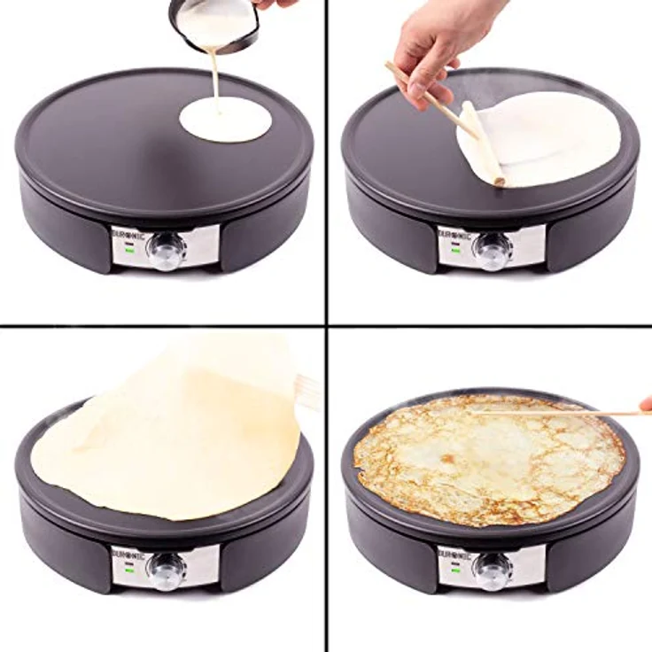 Duronic PM152 Crêpes Maker | XXL Crêpesmaker 37 cm Antihaftplatte | 1500 Watt | inkl. Zubehör | Antihaftbeschichtung | Crepesgerät für Pfannkuchen, Pan Cakes, Galettes, Tortillas, Burrito – Bild 2