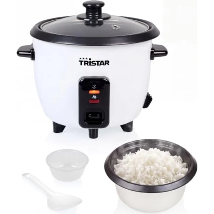 Tristar RK-6142 Reiskocher 0,6 L, Antihaft-Innentopf, Warmhalte- und Abschaltautomatik, kompaktes Design, inklusive Messbecher und Löffel, 300 W – Bild 1