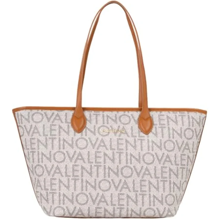 Valentino Logo Shopper Tasche, 50 cm, braun, aus 100% Polyurethan – Bild 1