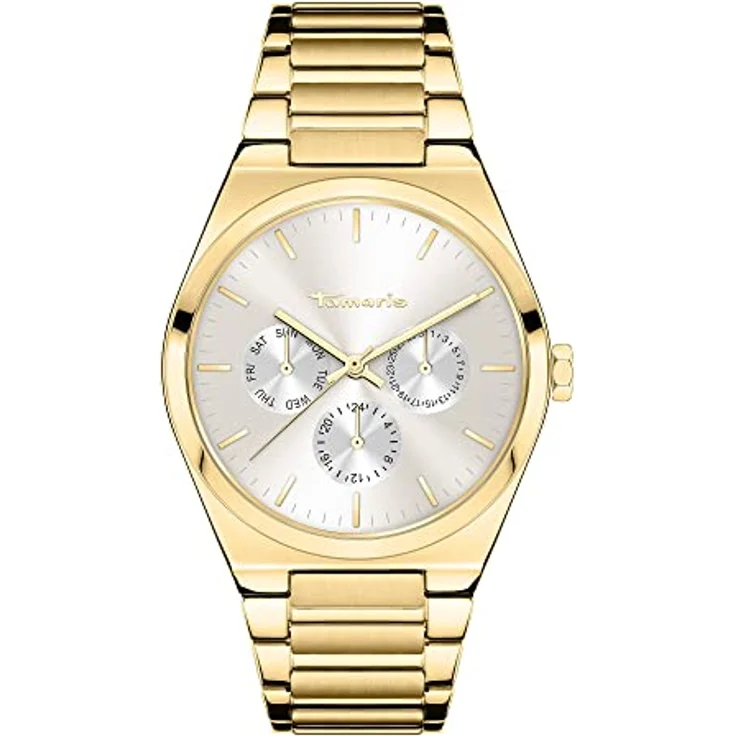 Tamaris Damen Analog Quarz Uhr TT-0091-MM, Edelstahl Armband, 38 mm, goldfarbig, kratzunempfindliches Mineralglas, Wasserdichtigkeit bis 3 bar – Bild 1