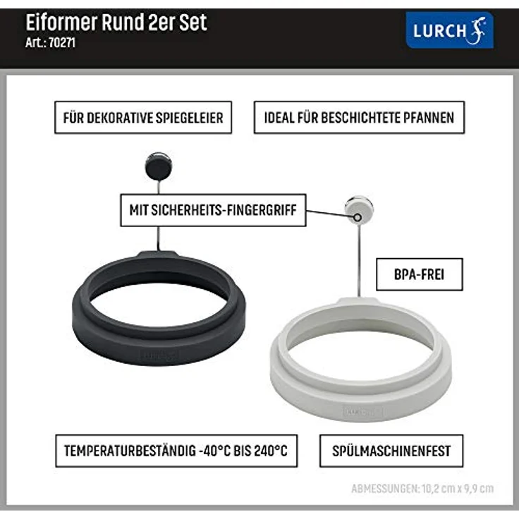 Lurch Eiformer rund 2er Set, Silikonform für perfekt geformte Spiegeleier, Lurch, blau – Bild 4