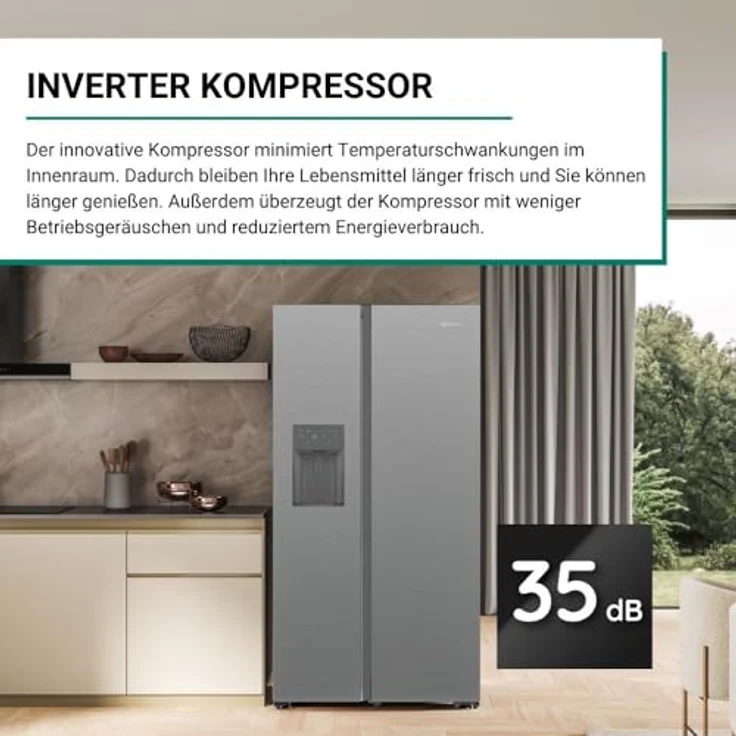 Bauknecht SBS IW E90 Pearl, Kühl-Gefrier-Kombination mit 375 l Kühlvolumen, No Frost-Funktion, Eiswürfelbereiter und Wasserspender – Bild 3