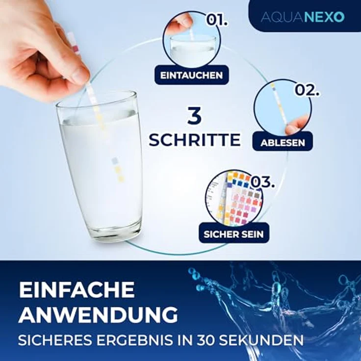 Aquanexo 125 Wassertester Trinkwasser Teststreifen 16-in-1 Trinkwassertest pH Wasserhärte – Bild 4