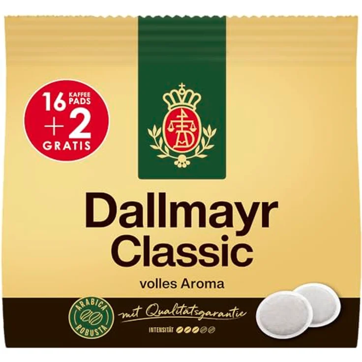 Dallmayr Classic Kaffeepads, für alle Pad Maschinen, Röstkaffee, Sanft, 16 + 2 Pads, á 6.9 g – Bild 2